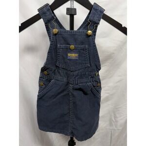 1980's Original OshKosh B'Gosh Vintage USA Navy Corduroy Overall Jumper Dress 3T